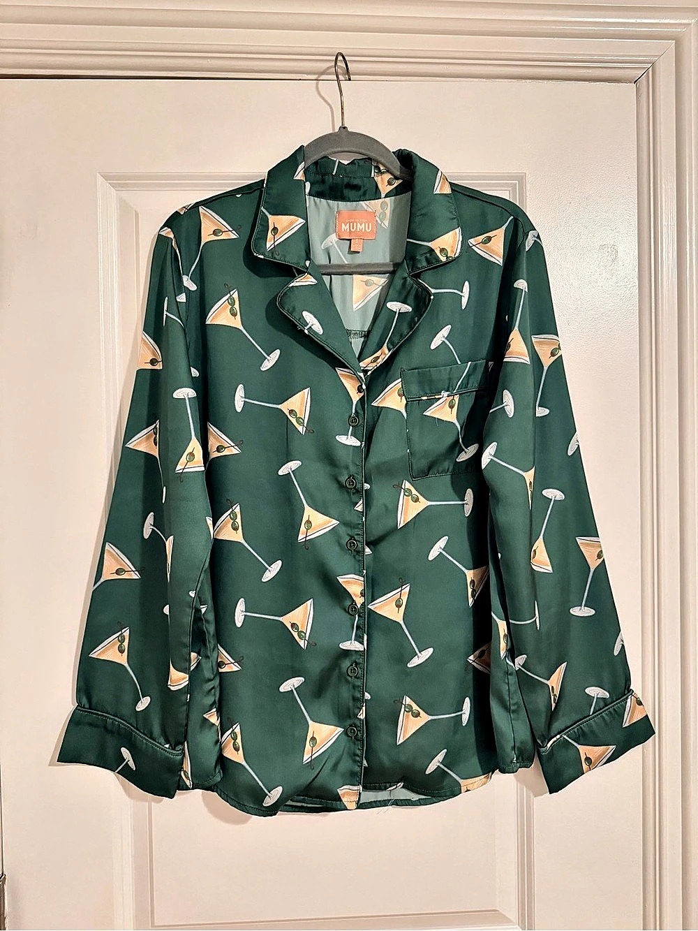 Show Me Your Mumu Dirty Martini Green Satin PJ Set- Size S